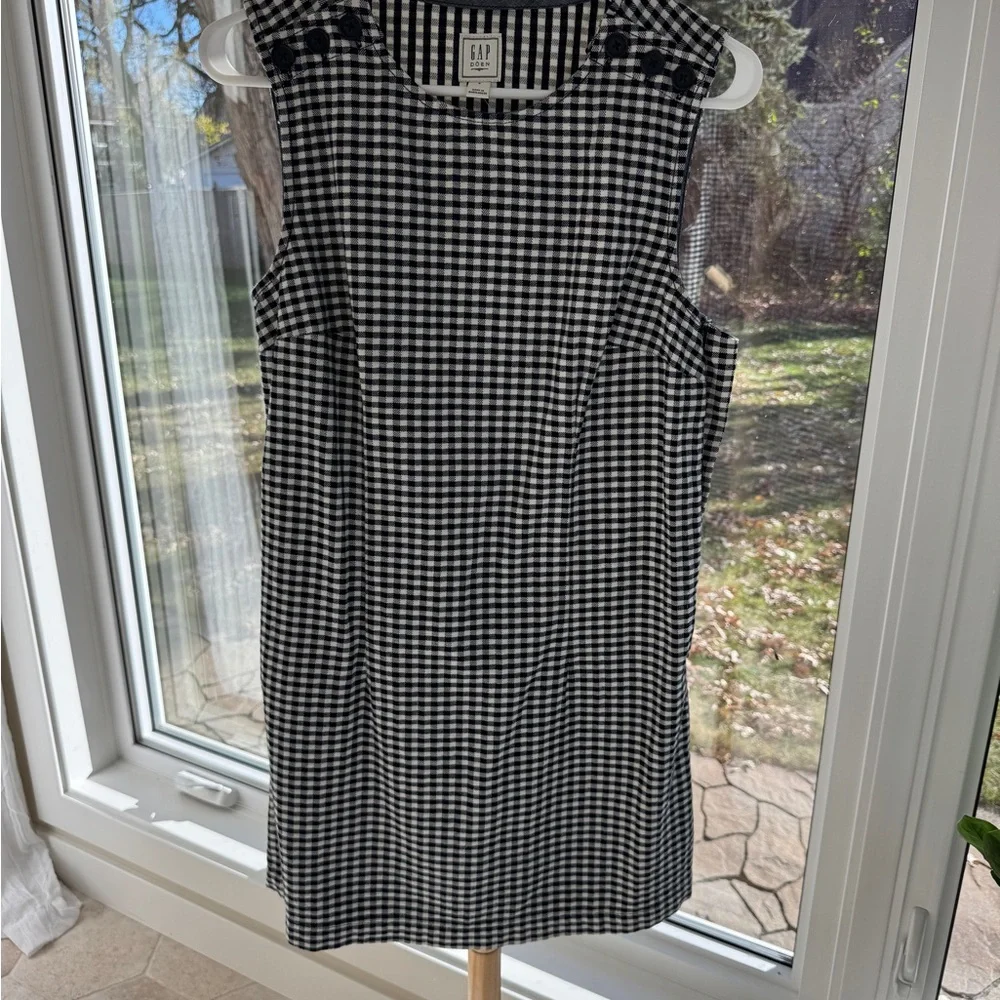 Gap × DÔEN Gingham Denim Mini Dress Blue Checkered Size Small Sold Out - Picture 2 of 4